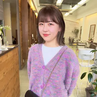 ミディアム カラー クロスパーマ× 透明感カラー✂︎のヘアスタイル