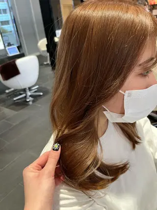 セミロング カラー FRAME＋spa&hair roomなんば駅前店所属・🦋タナカ ヒナ🦋 ブリーチなしカラーのヘアスタイル