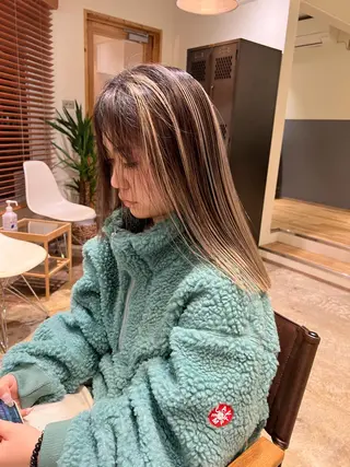 セミロング カラー nishido ハイライト/メンズのヘアスタイル