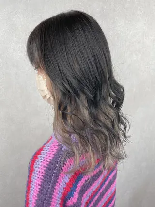 セミロング カラー 井本翔太.髪質改善. ベージュ.グレージュのヘアスタイル