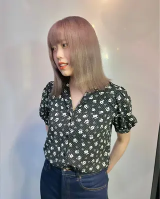 セミロング パーマ ヘアアレンジ ツガミ リナのヘアスタイル
