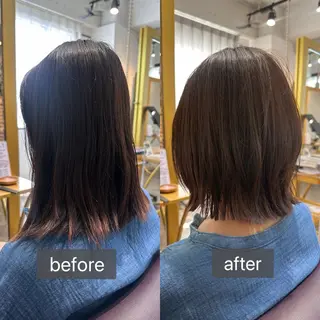 ミディアム カラー 艶カラー/縮毛矯正‎ 💛Sakiのヘアスタイル