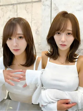 ミディアム カラー 髪質改善サロン Sea shinjuku 新宿南口【シー シンジュク】所属・髪質改善/韓国ヘア レイヤー/新宿/ロミのヘアスタイル