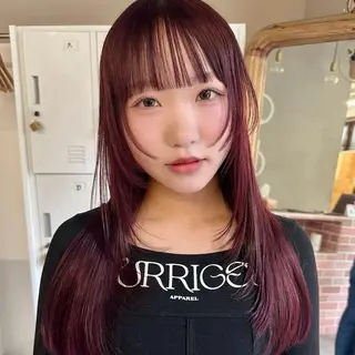 ロング カラー ハイトーン縮毛/暖色 なーな🎀🤍のヘアスタイル