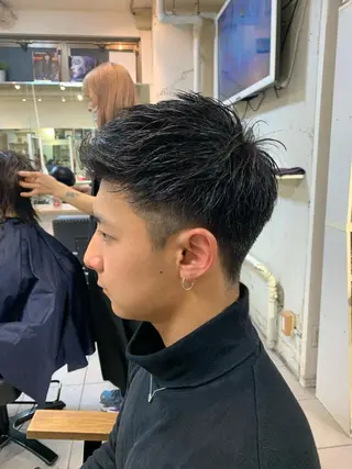 ショート メンズ 髪質改善ストレート/ ブリーチ／渋谷　福田のヘアスタイル