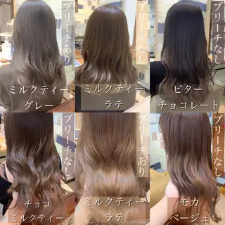 セミロング カラー ブリーチなし Wカラー🩷星野翔太のヘアスタイル