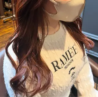 セミロング カラー 梅木 李奈のヘアスタイル