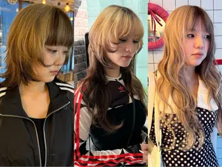 ミディアム カラー レイヤーウルフ エクステ磯部のヘアスタイル