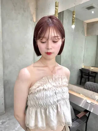 ショート カラー 莉乃/縮毛矯正/髪質 改善/艶カラーのヘアスタイル