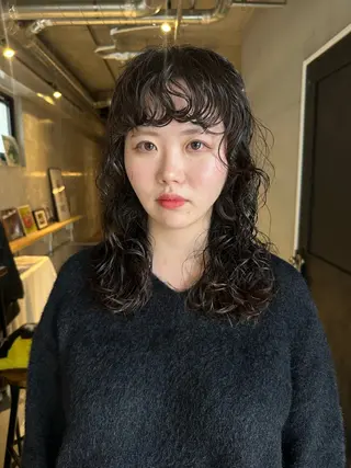 セミロング パーマ 斎藤祐樹 /レイヤー/パーマのヘアスタイル