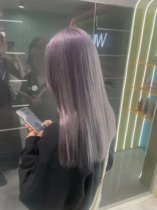 ロング カラー パーマ ヘアアレンジ メンズ 透明感カラー・レイヤ ー🎀amika🎀のヘアスタイル