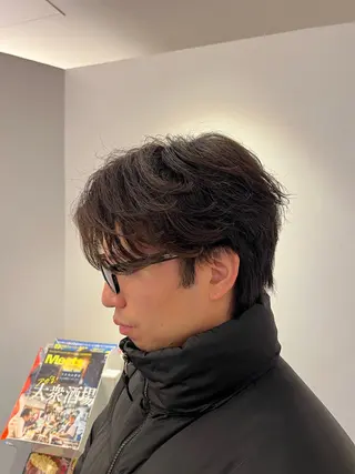 ミディアム パーマ メンズ メンズパーマ特化型 /京橋/栗野京弥のヘアスタイル