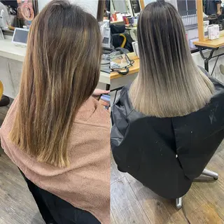 セミロング カラー ヒカ/外国人風 デザインカラーのヘアスタイル