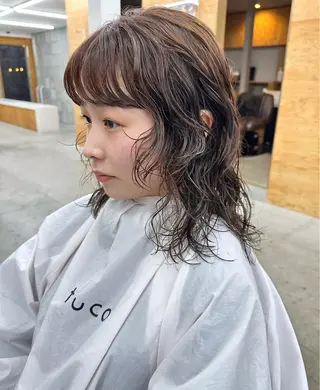 ミディアム パーマ 榛地 渉馬のヘアスタイル