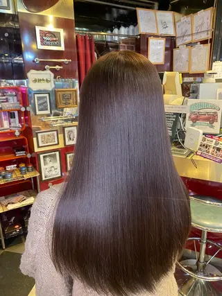 ロング カラー カット/ピンク/ ラベンダー/長谷恵花のヘアスタイル