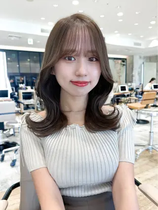 セミロング カラー 顔周り/くびれヘア 韓国ヘア💕風間るなのヘアスタイル