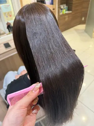 ロング カラー パーマ 韓国ヘアメイク🎀/ 縮毛矯正✨山本媛香のヘアスタイル