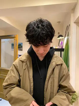 ショート パーマ メンズ 村田 陸のヘアスタイル