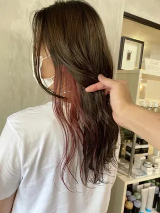 ロング カラー ヘアアレンジ 切りっぱなしボブ/ デザインカラー店長のヘアスタイル