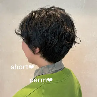 ショート パーマ ショートパーマ✂️ 無料カット🔥すかいのヘアスタイル