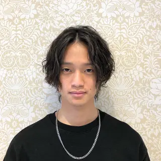 ミディアム パーマ メンズ 🐠寒色系×パーマ 櫻井　麿偉🐏のヘアスタイル