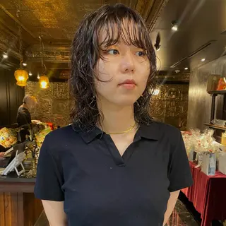 ミディアム パーマ ◽️モードヘア◽️ SHOUTOのヘアスタイル