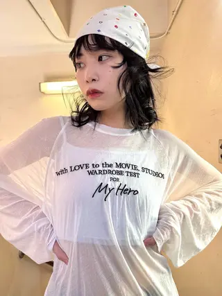 ミディアム パーマ ヘアアレンジ 丸山渉/パーマ エフェクトブリーチのヘアスタイル