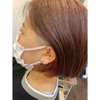 ミディアム カラー パーマ オーガニックカラー/ 髪質改善/ボブのヘアスタイル