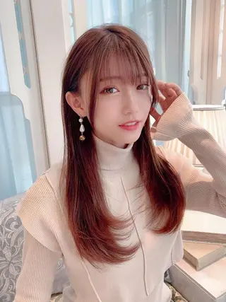 ロング 川井麻由🎀アイドル 量産🎀ピンクカラーのヘアスタイル