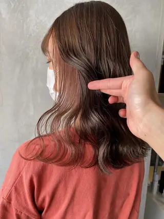 セミロング カラー ヘアアレンジ 切りっぱなしボブ/ デザインカラー店長のヘアスタイル