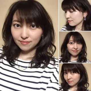 ミディアム カラー パーマ 中原 梨沙のヘアスタイル