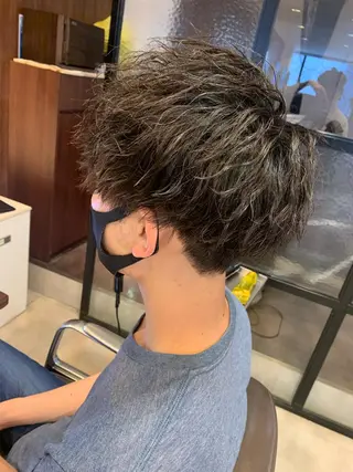 ミディアム メンズパーマ/難波/ 心斎橋　室園亮佑のヘアスタイル