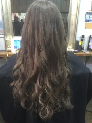 ミディアム セミロング ロング カラー 髪質改善×ハイトーン 中田啄也のヘアスタイル