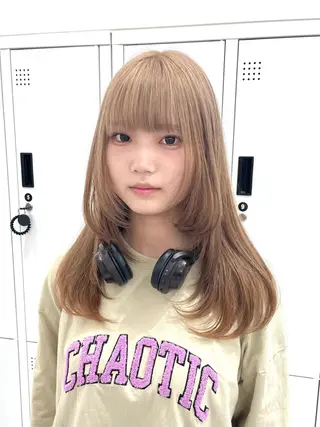 ミディアム カラー パーマ ヘアアレンジ メンズ キッズ ネイル マツエク・マツパ アイブロウ ハイトーン/ピンク 💗モモ໒꒱のヘアスタイル