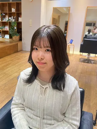 セミロング カラー 縮毛矯正/暖色 カラー/ひかるのヘアスタイル