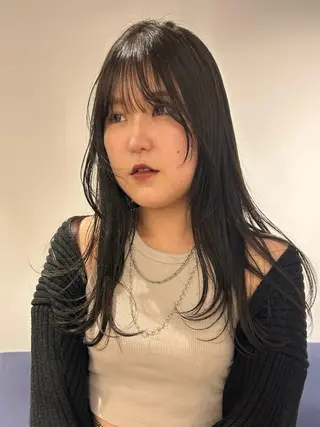 セミロング カラー パーマ メンズ レイヤー/透明感/ ブリーチなし/わかなのヘアスタイル