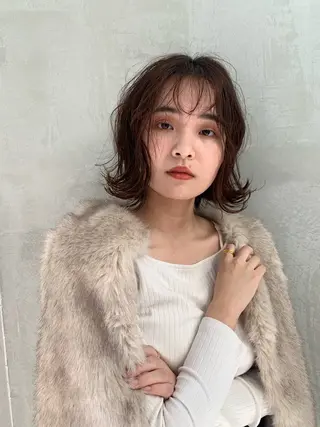 ミディアム 🫒オリーブカラー/ みづき/パーマ🤍のヘアスタイル