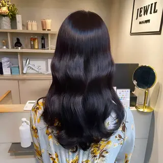 ロング カラー ブリーチなしピンク 赤井龍斗のヘアスタイル