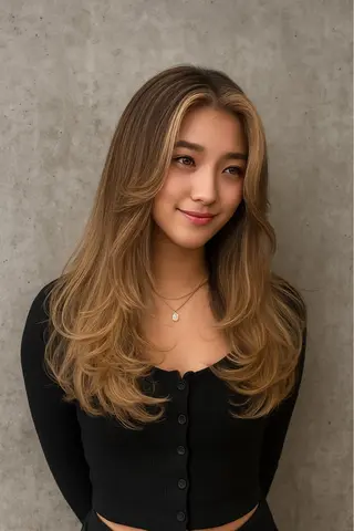 セミロング カラー 髪質改善/縮毛矯正 レイヤー/松川匠のヘアスタイル