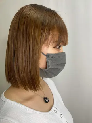 ミディアム パーマ 髪質改善/縮毛矯正 /ブリーチ矯正/岡部のヘアスタイル