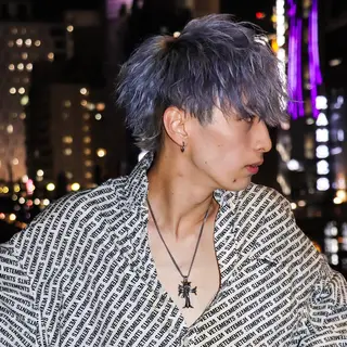 ミディアム カラー パーマ メンズ シースルーマッシュ/ メンズ/KYOHEIのヘアスタイル