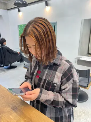 ミディアム カットモデル/ ハイトーン/ゆうあのヘアスタイル