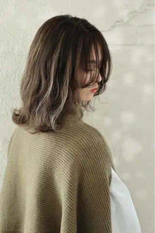 ミディアム カラー hair make powder 薮本のヘアスタイル