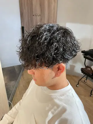 パーマ 川副史晶/シャドウ 波巻き/メンズパーマのヘアスタイル