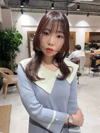 ミディアム カラー 🌟小顔カット🌟 レイヤーカットボブのヘアスタイル