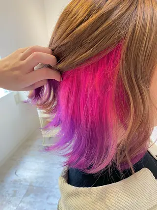 セミロング カラー ヘアアレンジ Design Color🐰アユミのヘアスタイル