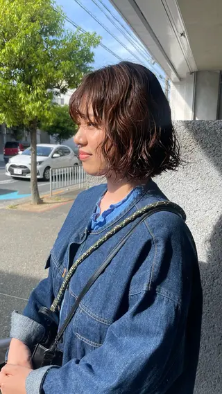 ミディアム パーマ パーマ/透明感カラー 小松のヘアスタイル