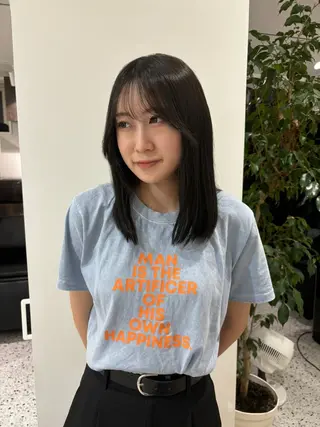 ミディアム カラー Yuzu️🫧AO/ ハイトーン／韓国ヘアのヘアスタイル