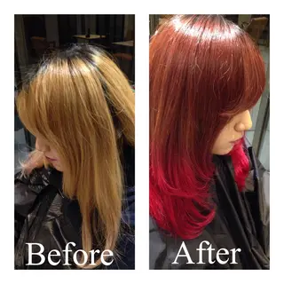 ミディアム セミロング ロング カラー アオガミ （前髪顔周りカット）のヘアスタイル