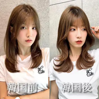 セミロング カラー レイヤーカット/ 顔周り 五島巨幹のヘアスタイル